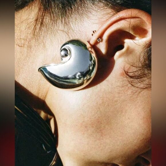 Zara Snail Gold Statement Earrings - Picture 3 of 14